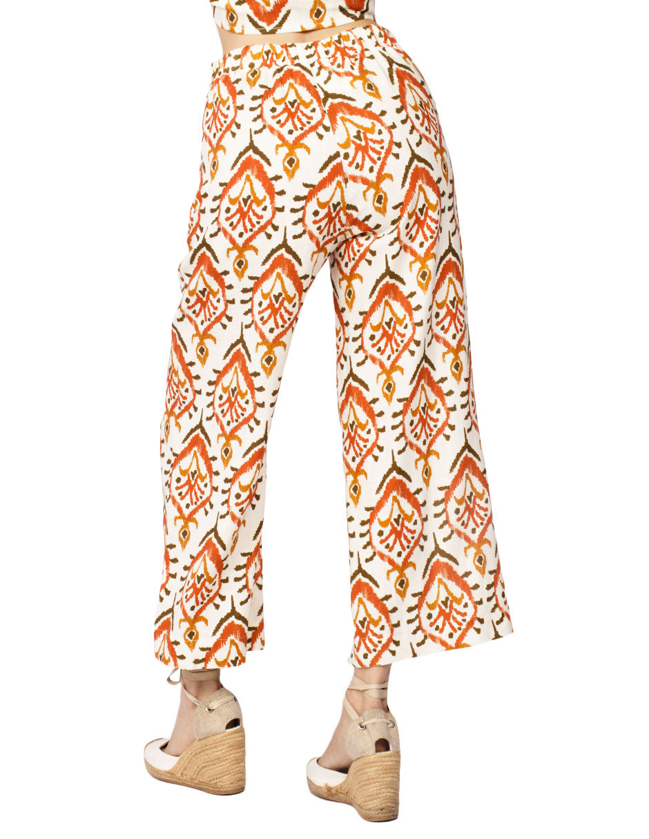 Pantalones Para Mujer Tipo Lino Estampado W51125 Unico