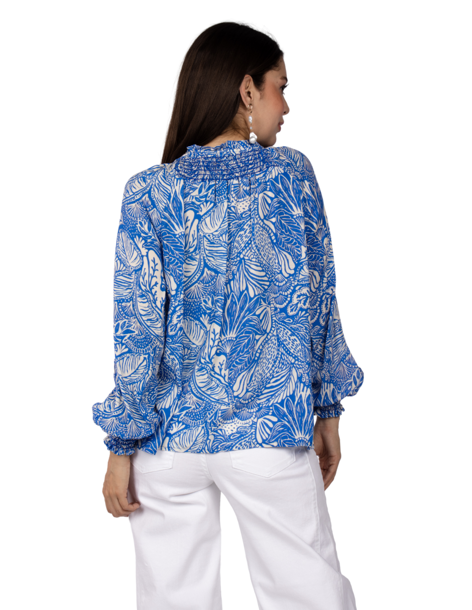 Blusas Para Mujer Cuello Smok Floriada N51124 Rey