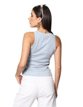 Blusas Para Mujer Bobois Moda Casuales De Resaque Comoda De Tirantes Con Estampado De Rayas N41163 Azul