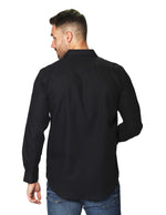 Camisas Para Hombre Manga Larga Textura Solida B45309 Negro