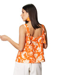 Blusas Para Mujer Bobois Moda Casuales De Tirantes Anchos Con Estampado De Flores N41137 Naranja