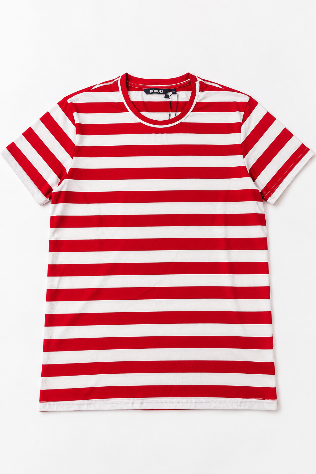 Playeras Para Hombre De Manga Corta Con Estampado De Rayas A41112 Rojo