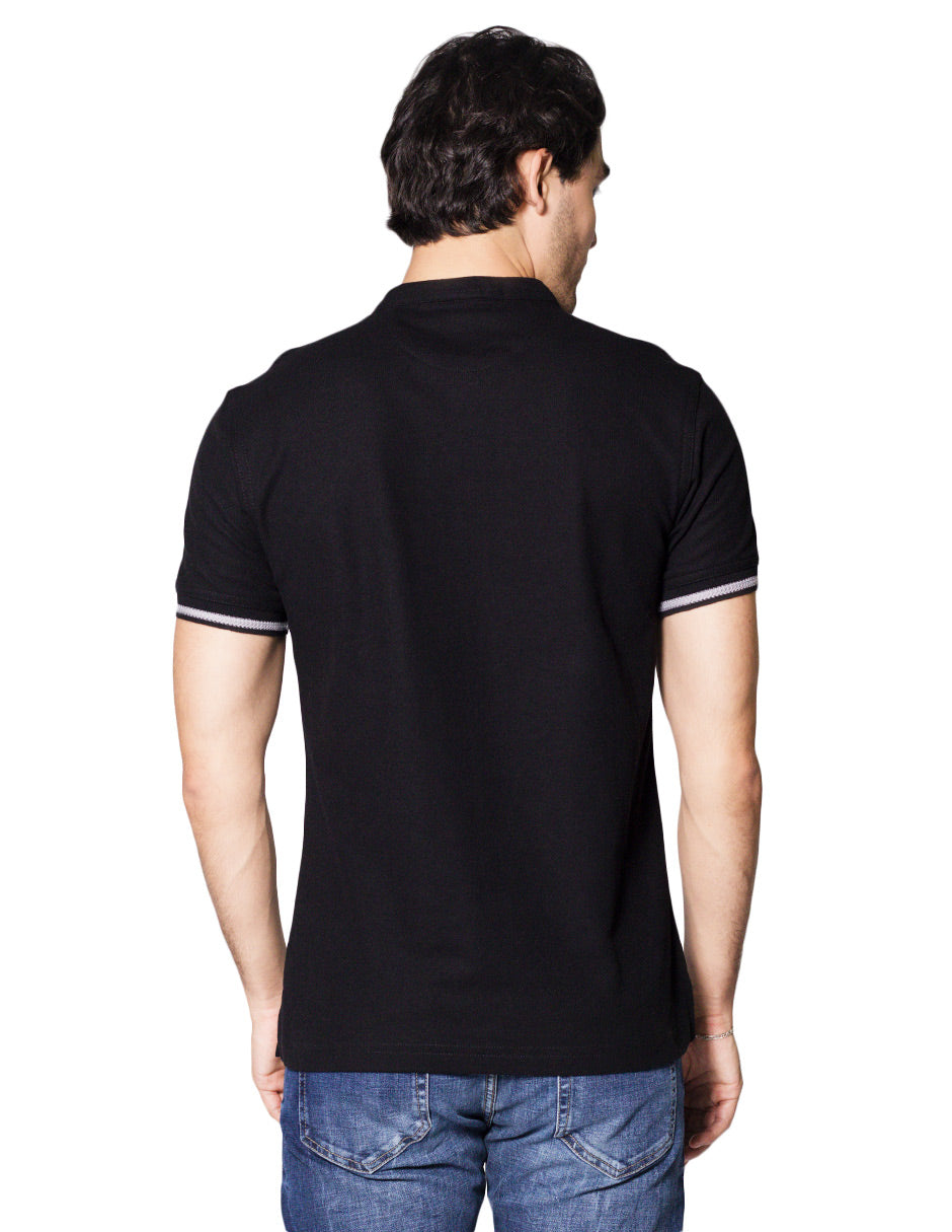 Playeras Polo Para Hombre Cuello Mao A45401 Negro