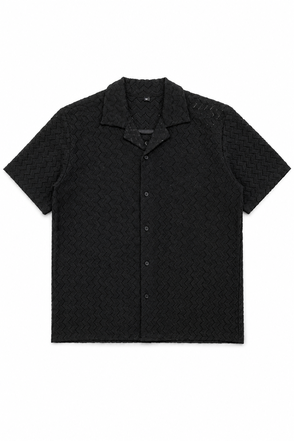 Camisas Para Hombre Manga Corta Crochet Textura Zizag B65456 Negro