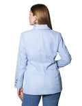 Sacos Para Mujer Bobois Moda Casuales Midi Largo De Seis Botones Con Estampado de Cuadros T41101 Azul