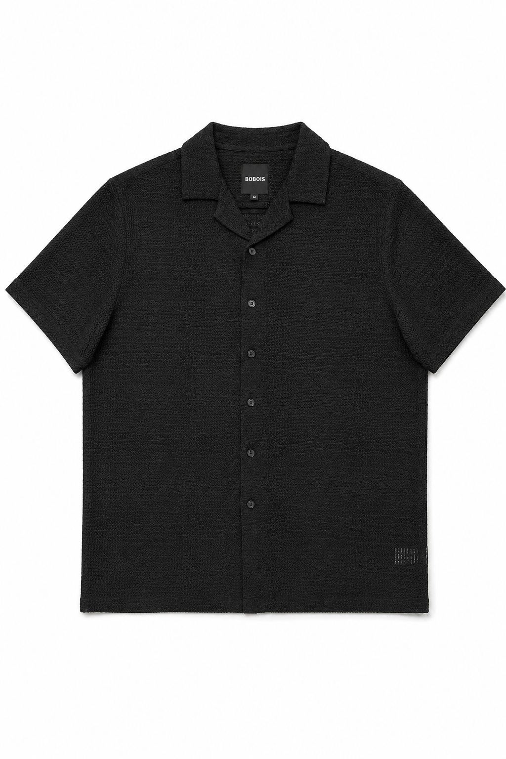 Camisas Para Hombre Manga Corta Con Tejido de Punto B65457 Negro