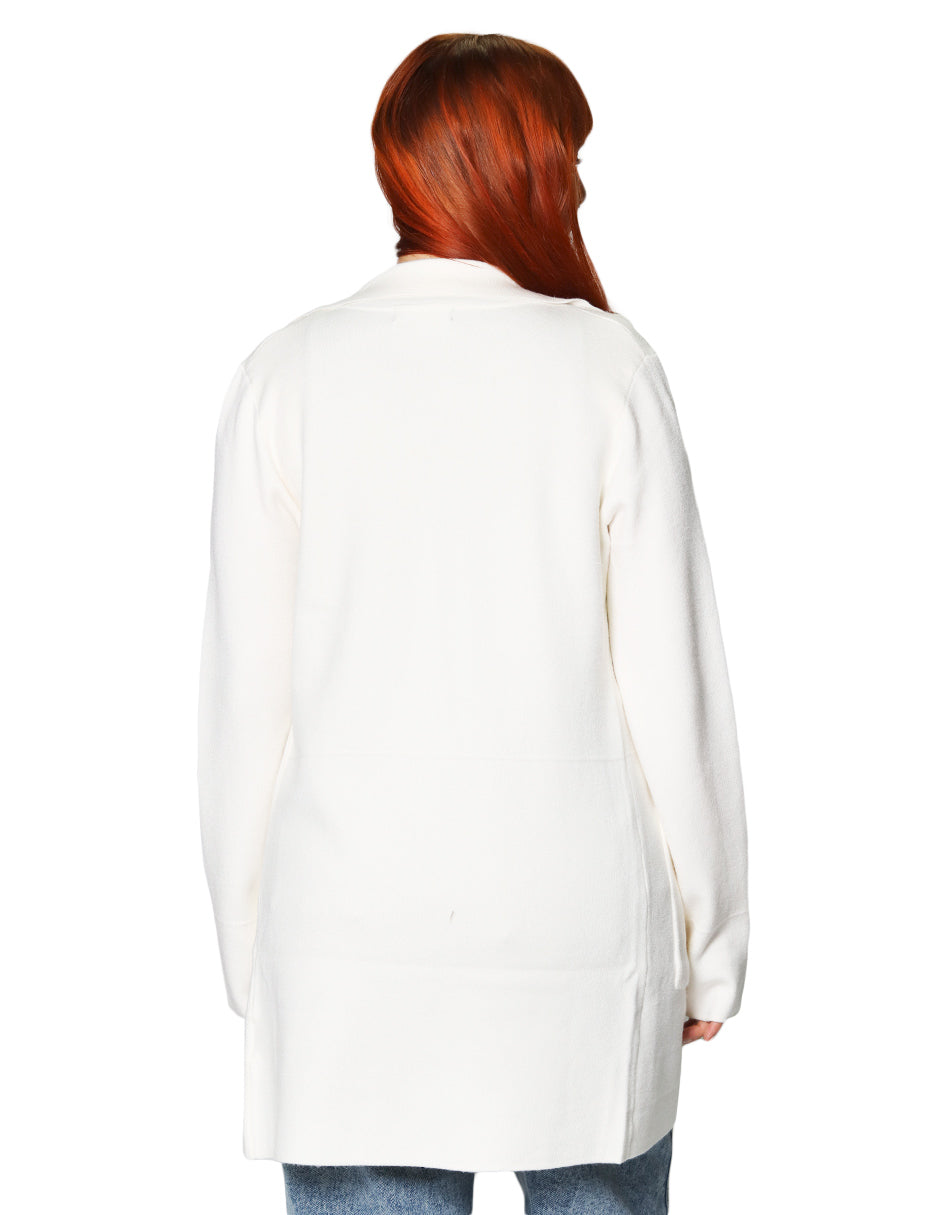 Sueteres Para Mujer Largo Abierto Tipo Gabardina O43205 Hueso