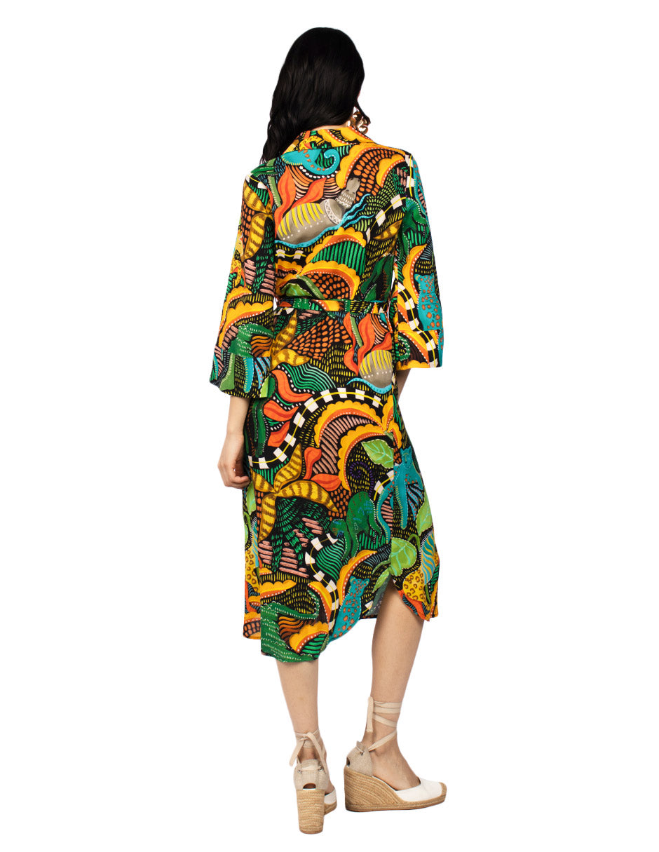 Vestidos Para Mujer Camisero Largo Con Cinto S51133 Negro