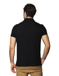 Playeras Polo Para Hombre De Manga Corta Lisa Basica Con Logo Bordado Slim Fit APOLOB Negro