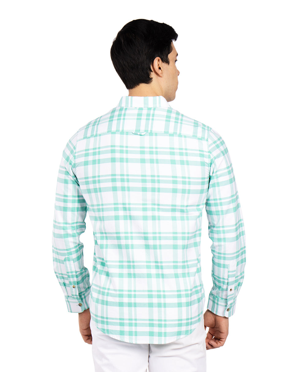 Camisas Para Hombre Regular Fit Oxford B51116 Verde