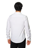 Camisas Para Hombre Bobois Moda Casuales De Manga Larga Lisa Basica Slim Fit B35321 Blanco