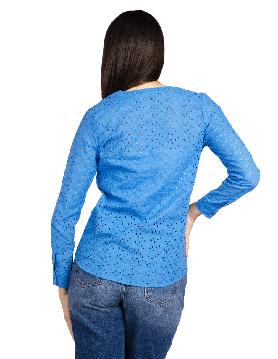 Blusas Para Mujer Manga Larga Cuello Redondo Bordada N31146 Rey