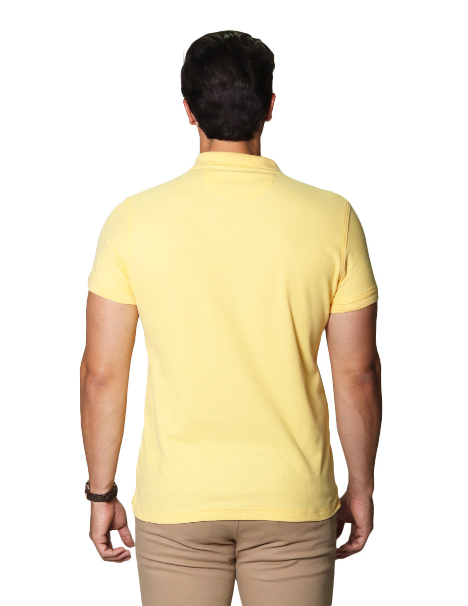 Playeras Polo Para Hombre Manga Corta Basica Bordado APOLOB Amarillo