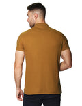 Playeras Polo Para Hombre De Manga Corta Lisa Basica Con Logo Bordado Slim Fit APOLOB Ocre