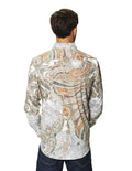 Camisas Para Hombre Manga Larga Estampado Paisley B45503 Blanco