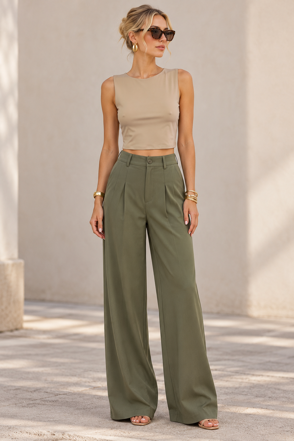 Blusas Para Mujer Crop Top Sin Mangas De Licra N63113 Arena