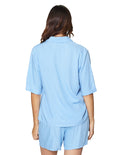 Blusas Para Mujer Bobois Moda Casuales Lisa Camisera De Manga Corta N41154 Azul