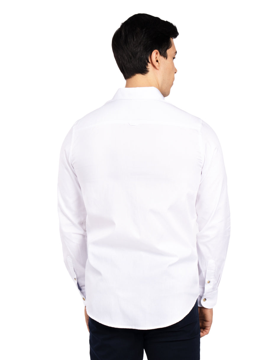 Camisas Para Hombre Regular Fit Dobby B51102 Blanco