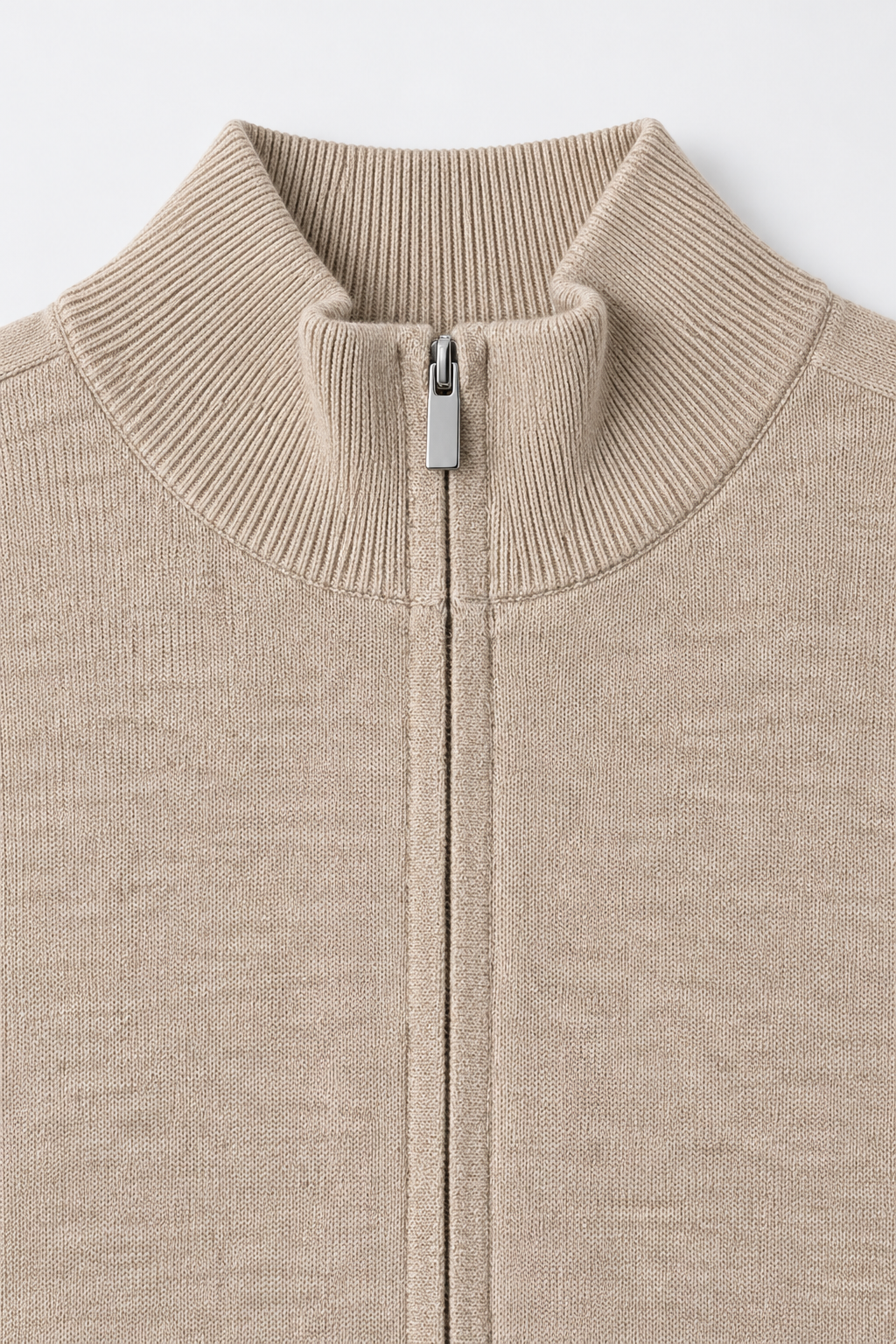 Suéteres Para Hombre Básico Con Cierre De Punto Fino E65304 Beige
