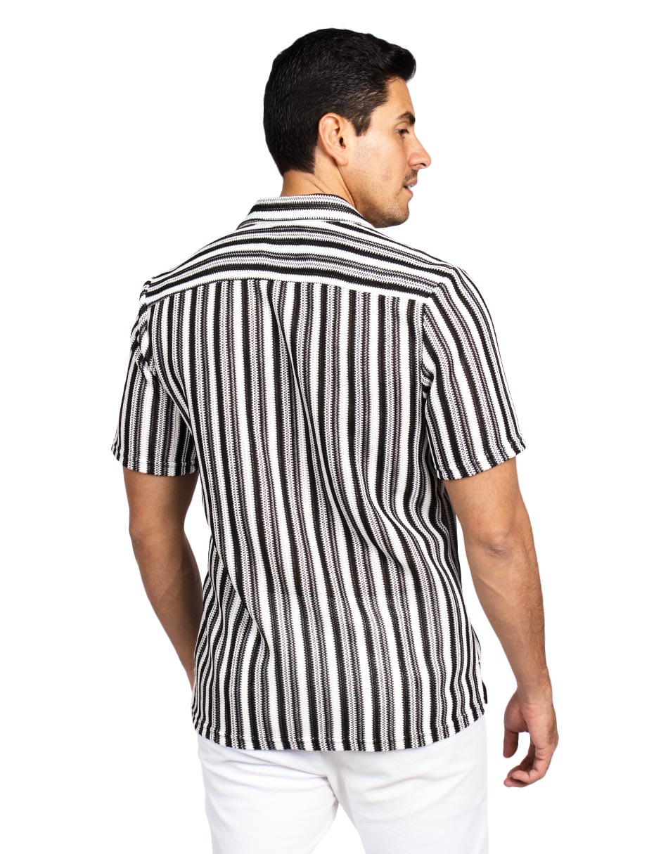Camisas Para Hombre Crochet Horizontal B51370 Negro
