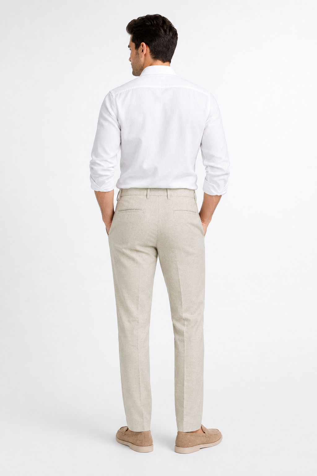 Pantalones Para Hombre Lino Ligero Para Verano G61403 Beige