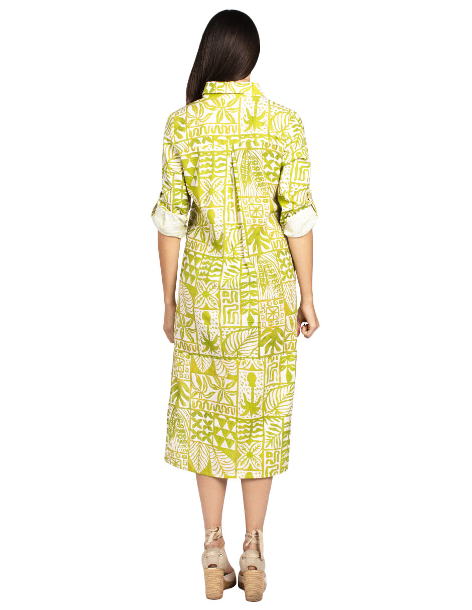 Vestidos Para Mujer Comodo Camisero Midi S51109 Verde