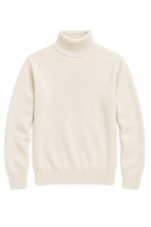 Suéteres Para Hombre Cuello Tortuga De Punto Fino E65303 Crema