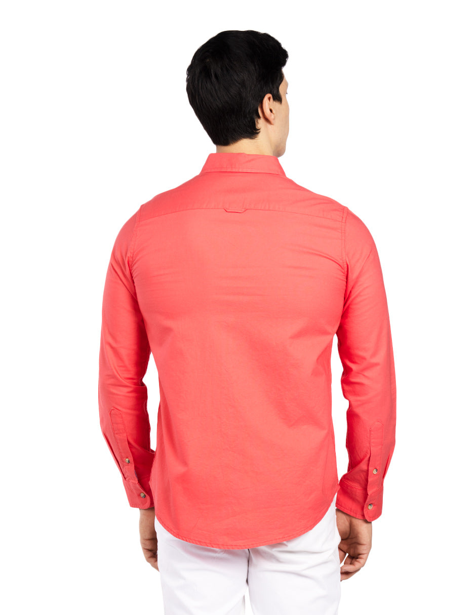 Camisas Para Hombre Regular Fit Oxford B51111 Coral