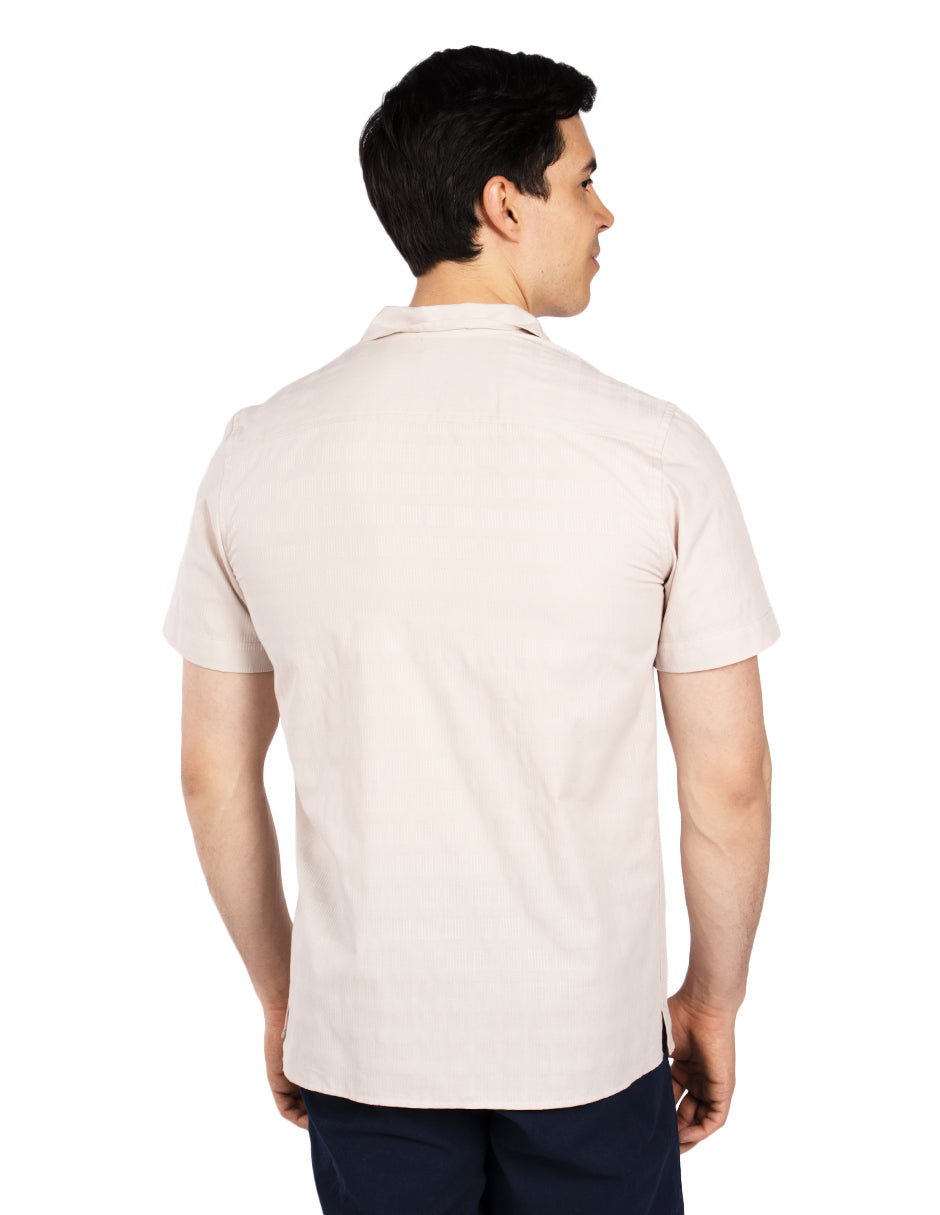 Camisas Para Hombre Jacquard De Manga Corta B51361 Arena
