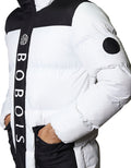 Chamarras Para Hombre Chaquetas Puffer Pluma De Ganso Sintetica De Invierno Larga Con Gorro Con Bolsas D35110 Blanco