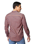 Camisas Para Hombre Bobois Moda Casuales De Manga Larga Con Estampado De Cuadros Grandes Cuello Americano Regular Fit B41219 Coral