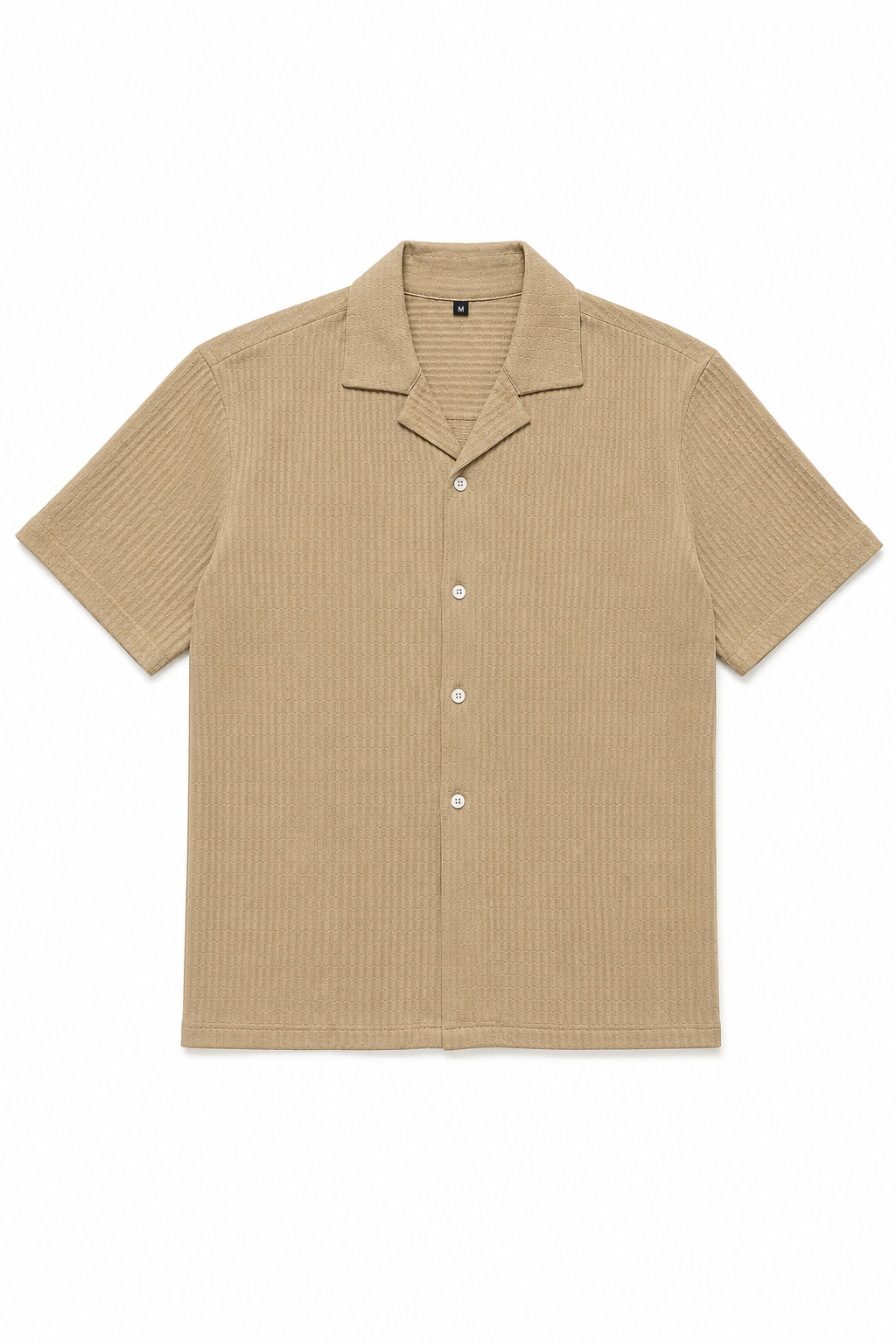 Camisas Para Hombre Manga Corta Tejido Tableado B65453 Camello