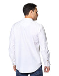 Camisas Para Hombre Bobois Moda Casuales Tipo Lino De Manga Larga Cuello Mao Con Estampado De Rayas B41315 Blanco