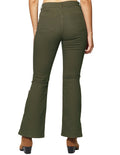 Jeans Para Mujer Bobois Moda Casuales Lisos Acampanados De Tiro Alto Basicos V33101 Militar