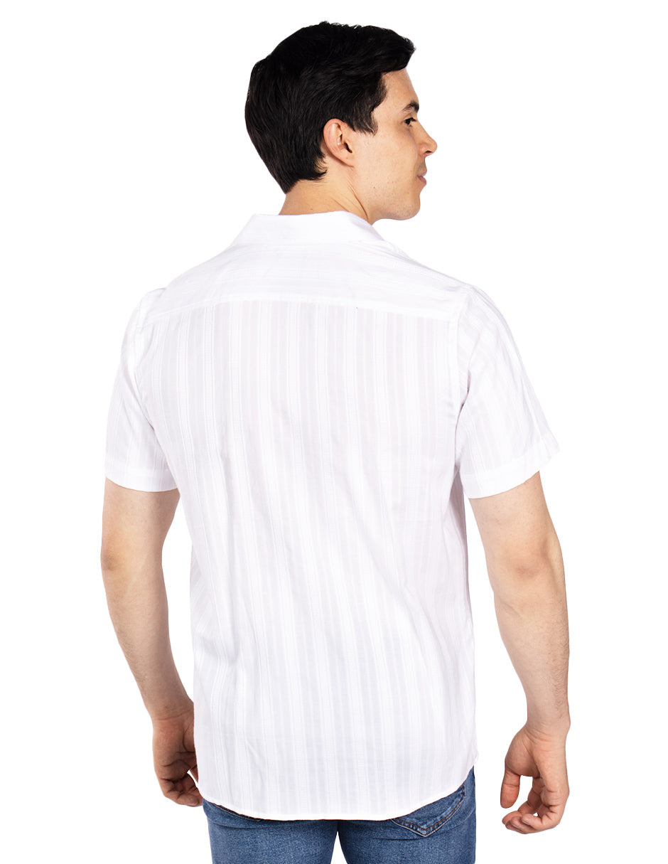 Camisas Para Hombre Jacquard Dobie B51354 Blanco