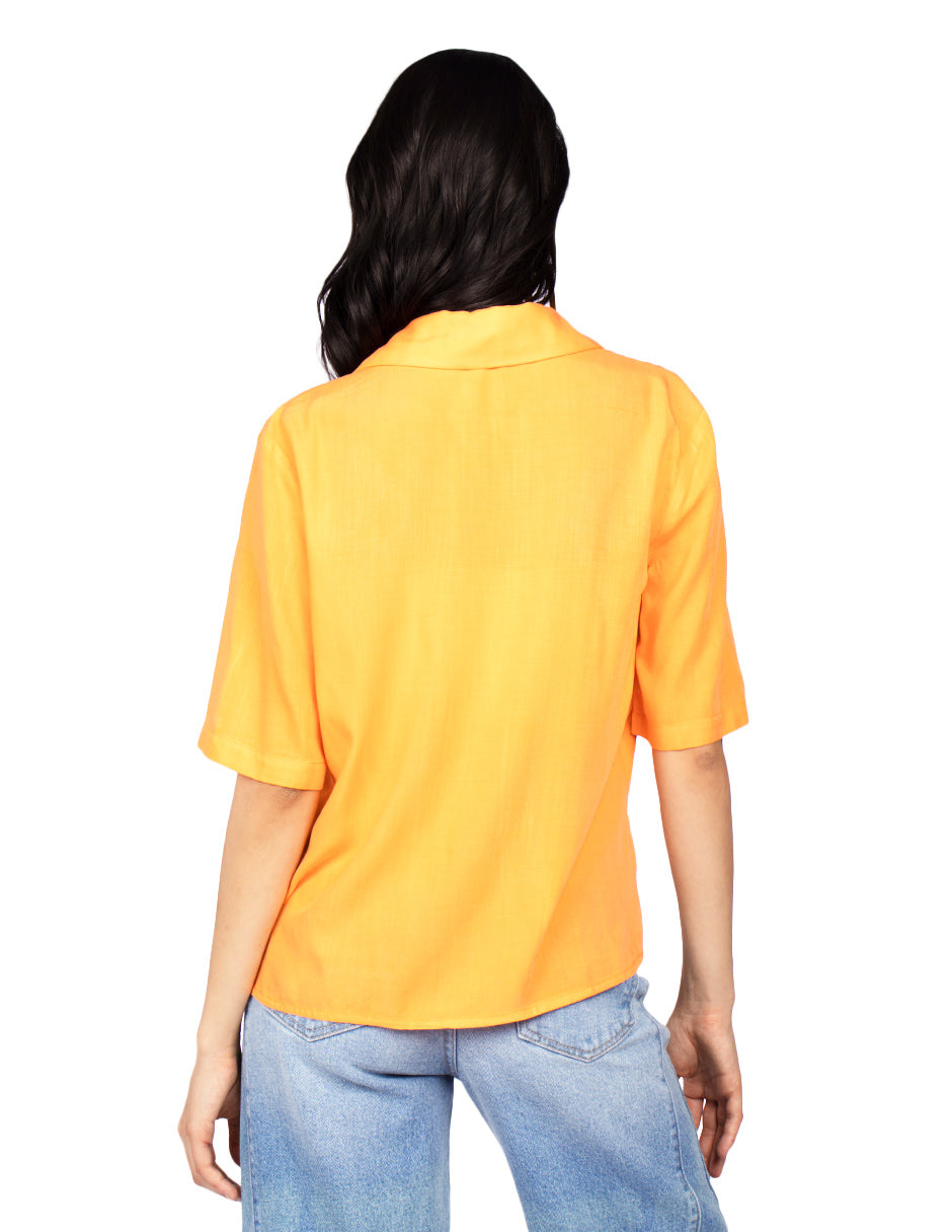 Blusas Para Mujer Camisera Fluida N51106 Naranja