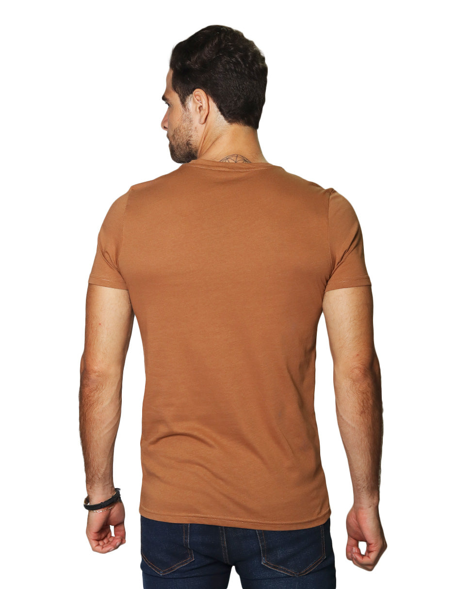 Playeras Para Hombre Cuello Redondo Basica APCR Tabaco