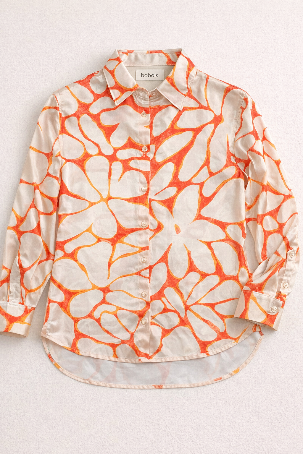 Blusas Para Mujer Camisera Satinada N61106 Naranja