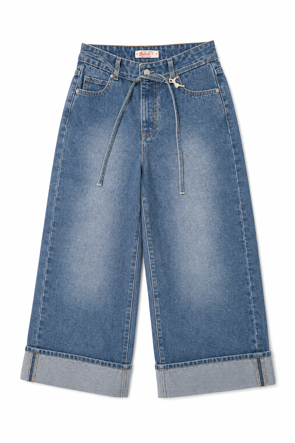 Jeans Para Mujer Amplio Wide Leg Con Dobladillo V61104 Stone