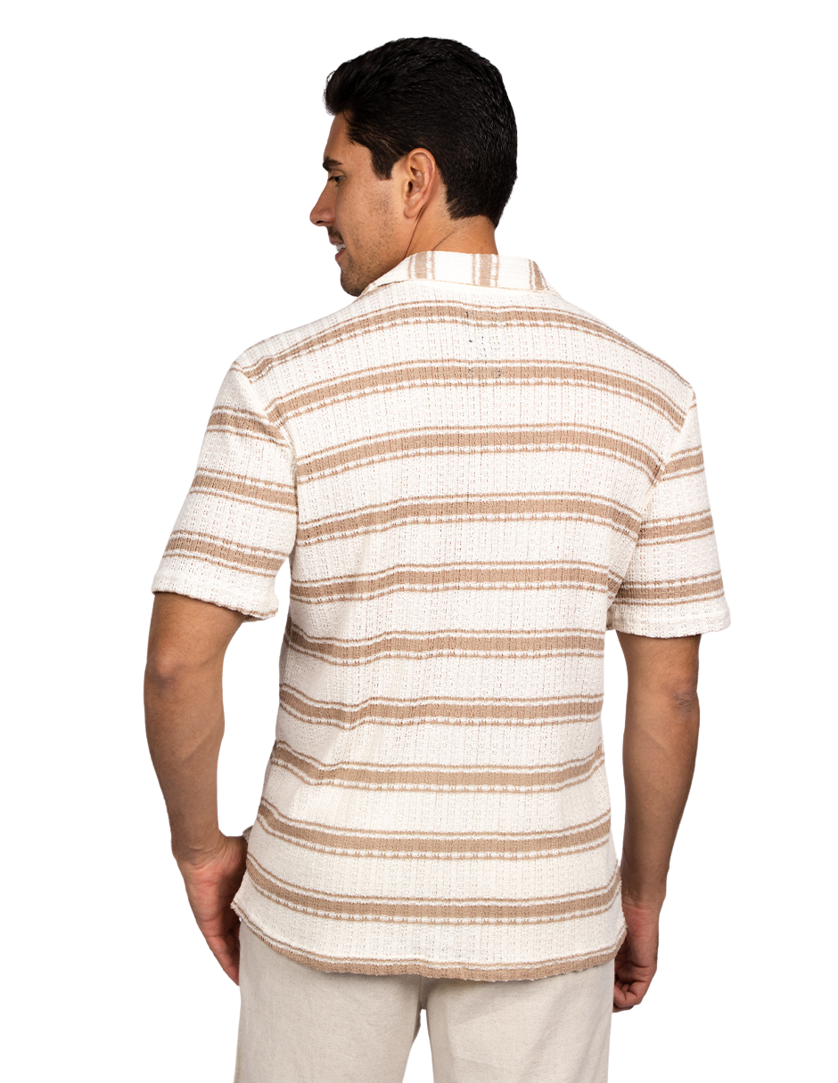 Camisas Para Hombre Crochet Vertical B51369 Arena