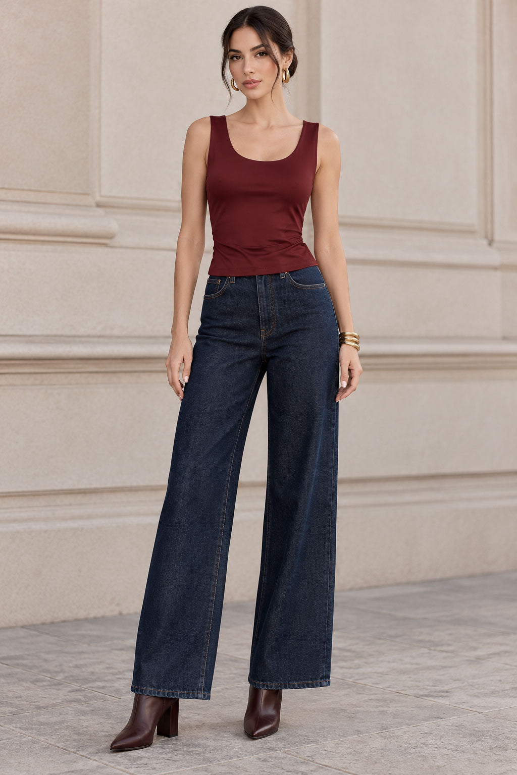 Blusas Para Mujer Sin Mangas Básica De Licra N63110 Vino