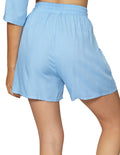 Shorts Para Mujer Bobois Moda Casuales Amplio De Jareta Con Bolsillos Y41105 Azul