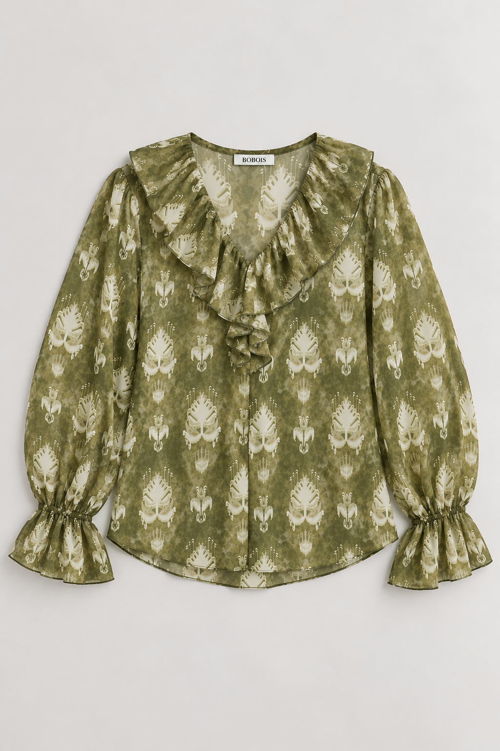 Blusas Para Mujer Manga Larga Chiffon Estampada N43110 Olivo