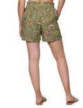 Shorts Para Mujer Tiro Alto Estampado Flora Playa Y31104 Olivo