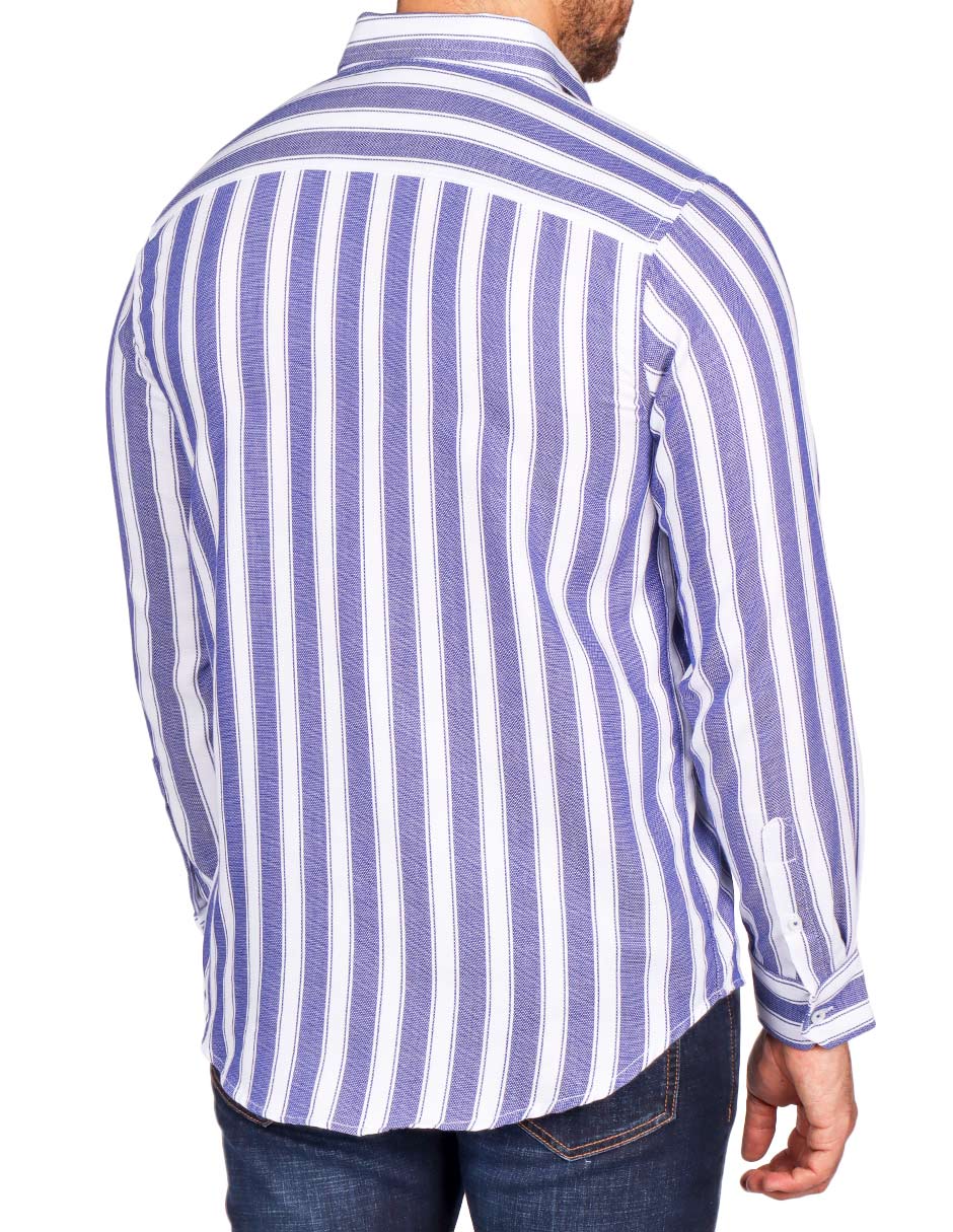 Camisas Para Hombre Regular Fit Dobby B51310 Azul