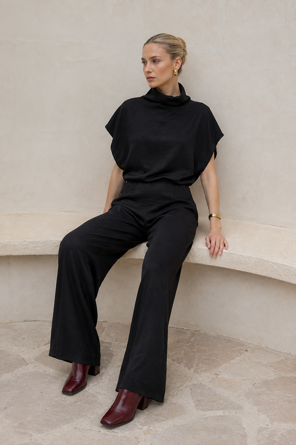 Pantalones Para Mujer Ancho Suelto Wide Leg W63119 Negro