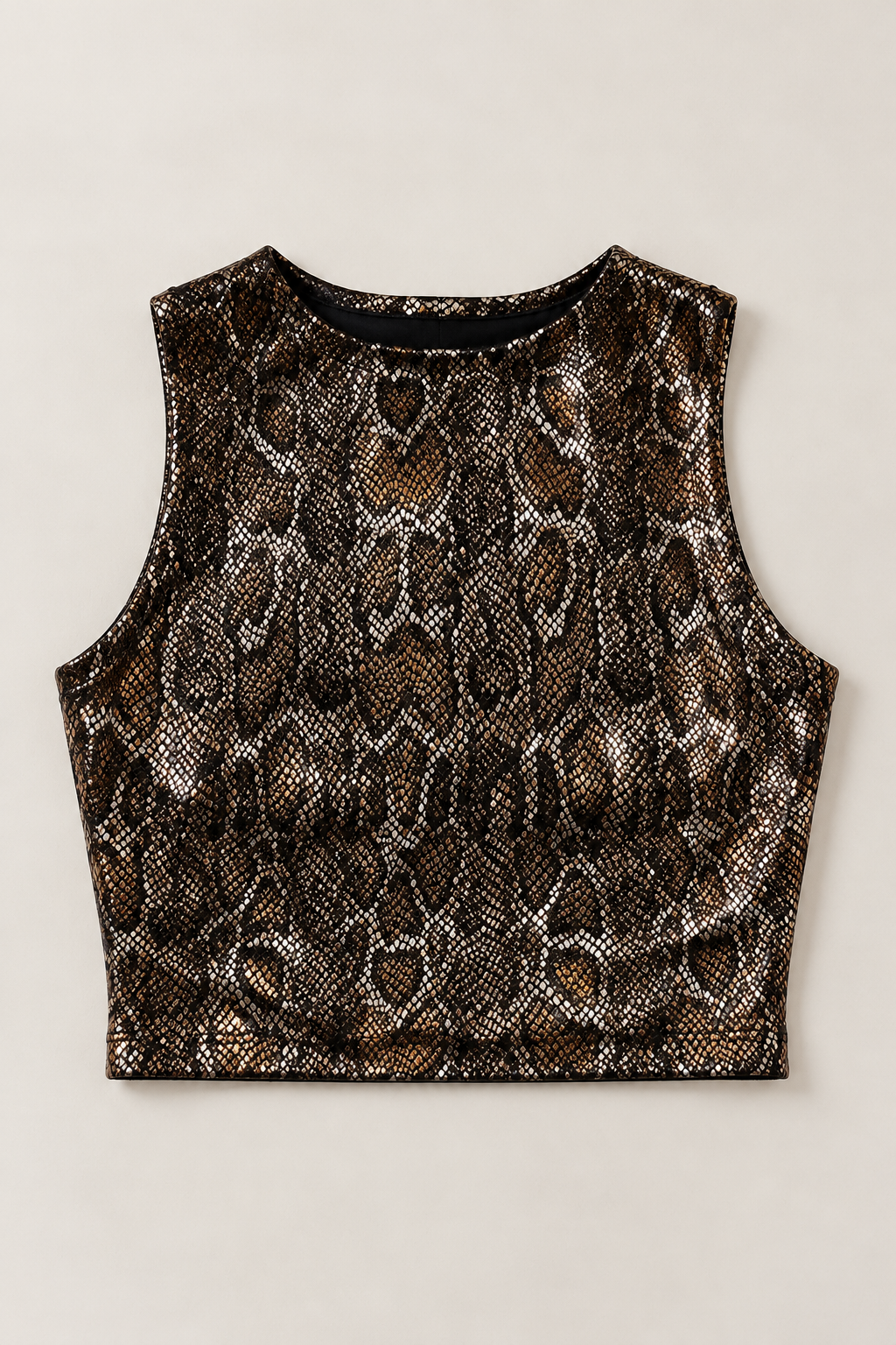 Blusas Para Mujer Crop Top Metalico Animal Print N43158 Oro