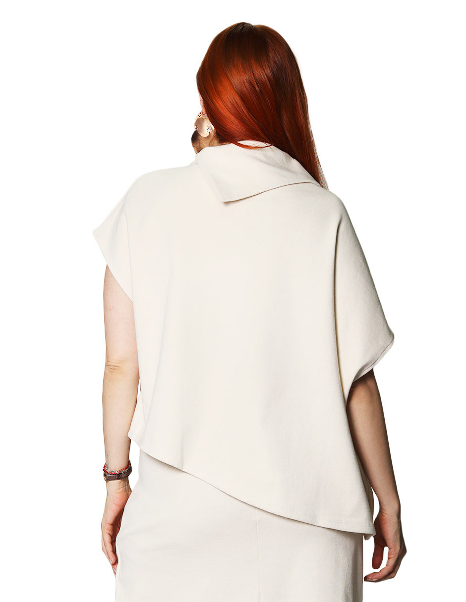 Blusones Para Mujer Manga Corta Asimetrico N43147 Crema
