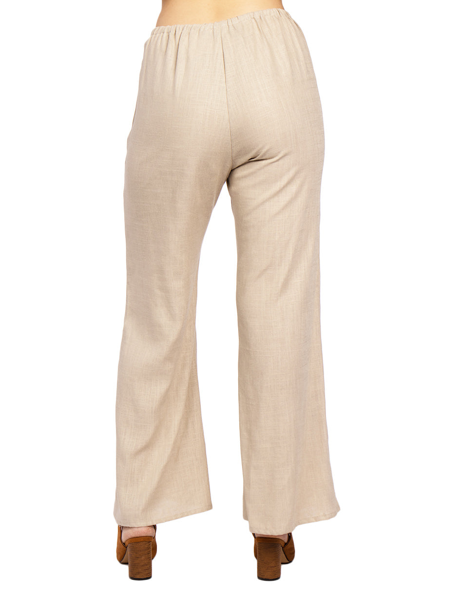 Pantalones Para Mujer Tipo Lino Wide Leg W51116 Arena