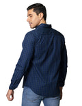 Camisas Para Hombre Bobois Moda Casuales De Manga Larga Con Estampado De Cuadros Dos Tonos Cuello Americano Regular Fit B41218 Azul